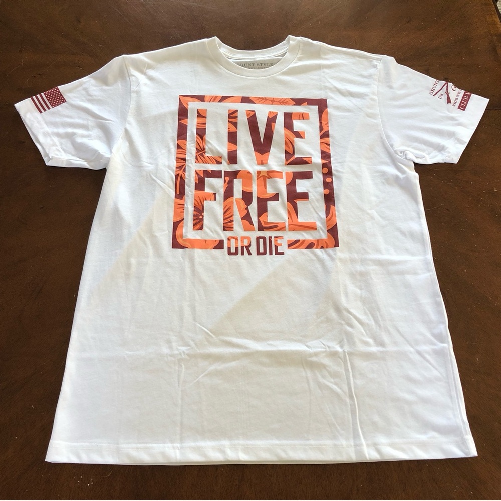Grunt Style Club Member Tshirt Live Free Or Die Men's Size XL White